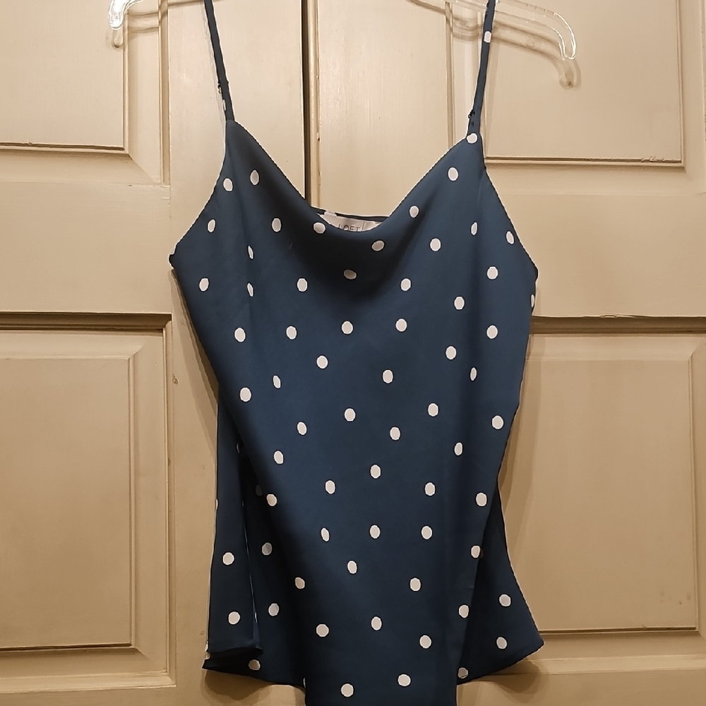 LOFT Green and White Polka Dot Camisole